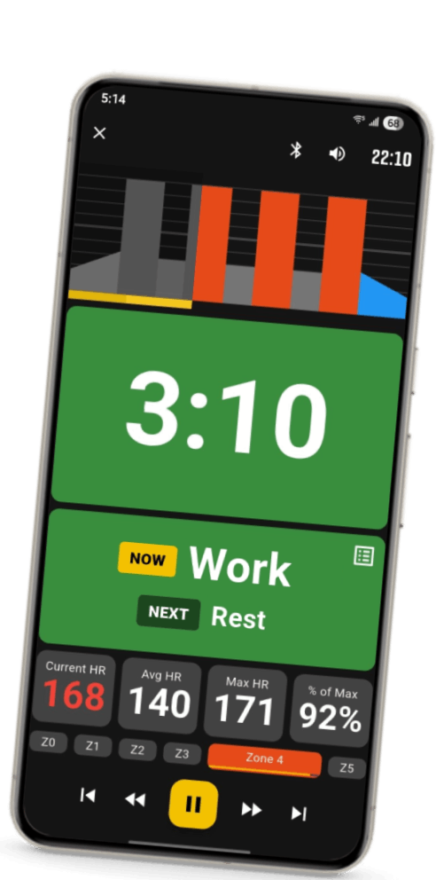 Screenshot of an active workout timer